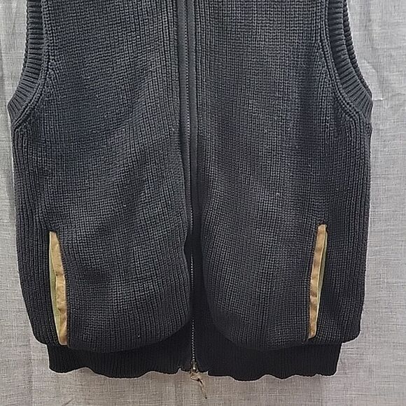 Orvis Mechanic's Foul-weather Vest Ribbed Knit Zip-Up Black SZ M - Picture 3 of 8